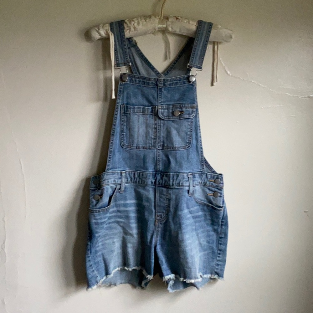 Mossimo denim cutoff overalls size S/P small